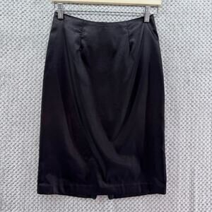 Y2K Guess Skirt Womens 26 Black Satin Pencil Over The Knee Zip Back Slit